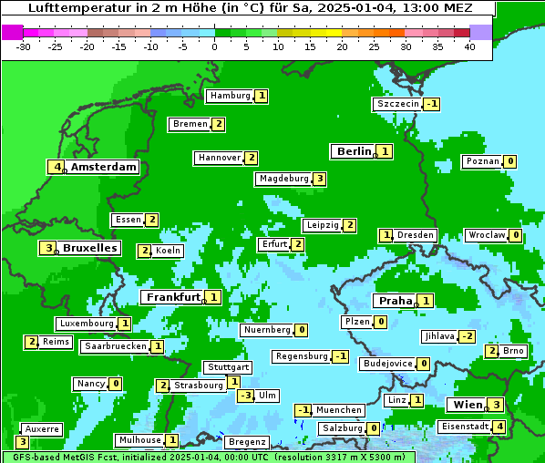 Temperatur, 4. 1. 2025