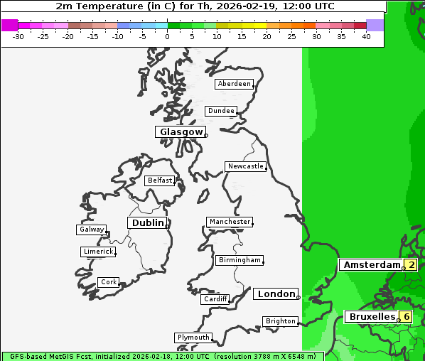 Temperatur, 19. 2. 2026