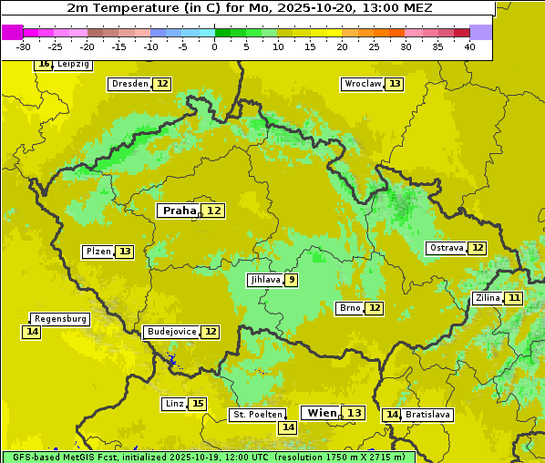 Temperatur, 20. 10. 2025
