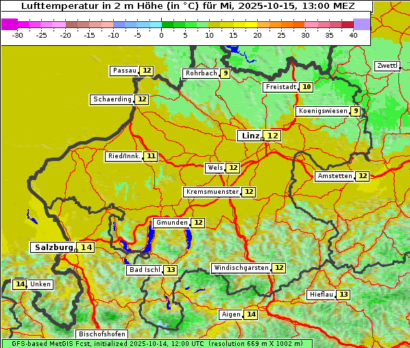 Temperatur, 15. 10. 2025