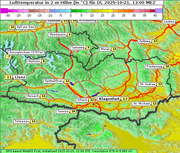 Temperatur, 21. 10. 2025