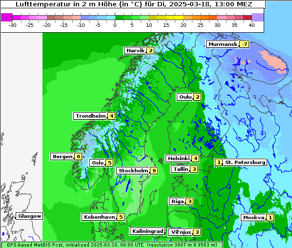 Temperatur, 18. 3. 2025