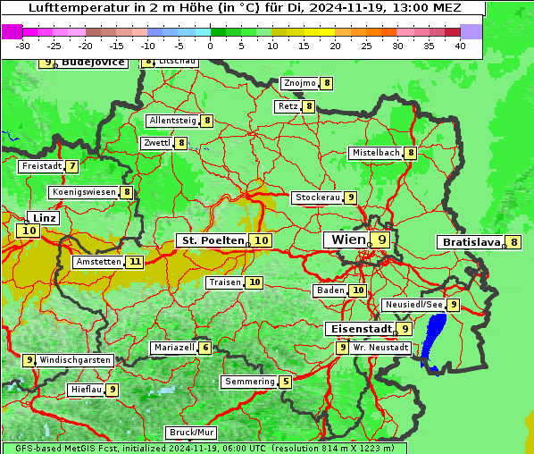 Temperatur, 19. 11. 2024