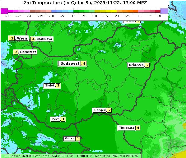 Temperatur, 22. 11. 2025