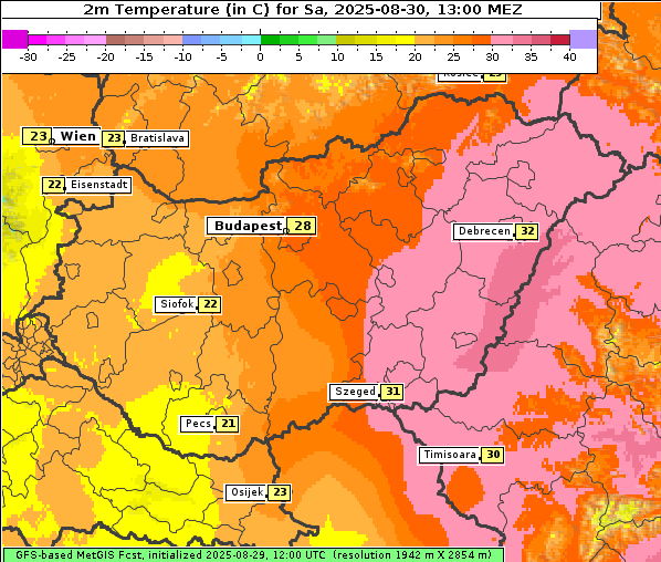 Temperatur, 30. 8. 2025