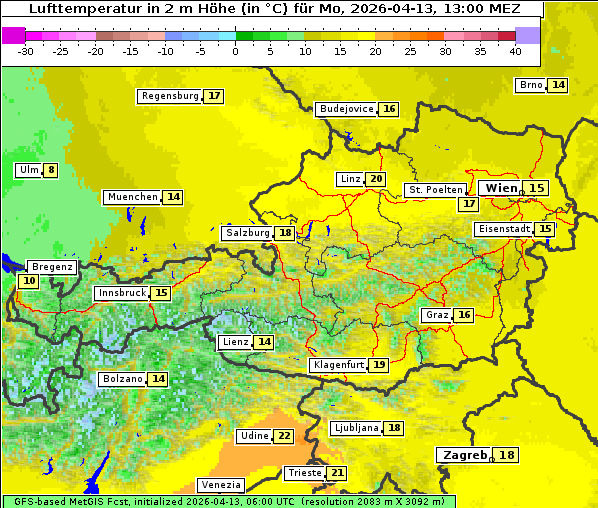 Temperatur, 13. 4. 2026