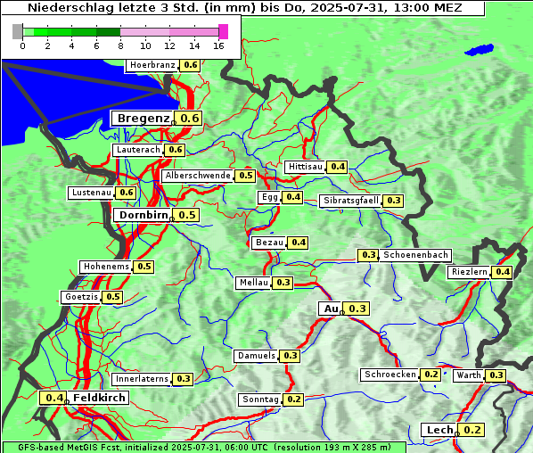 Niederschlag, 31. 7. 2025