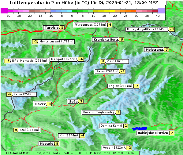 Temperatur, 21. 1. 2025