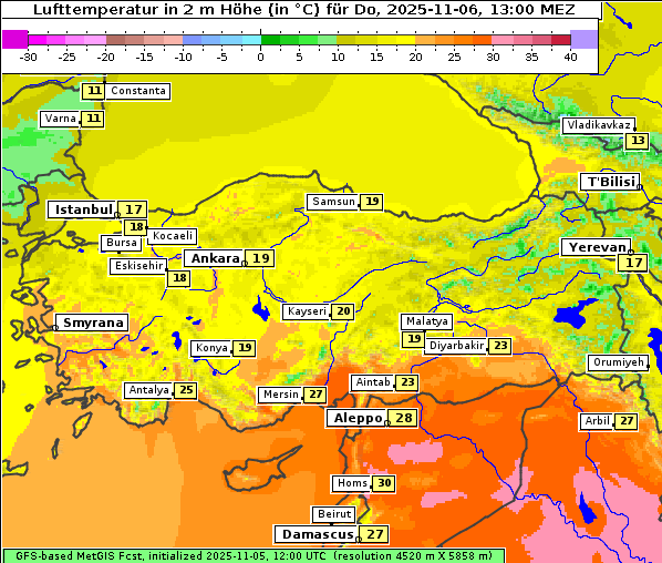 Temperatur, 6. 11. 2025