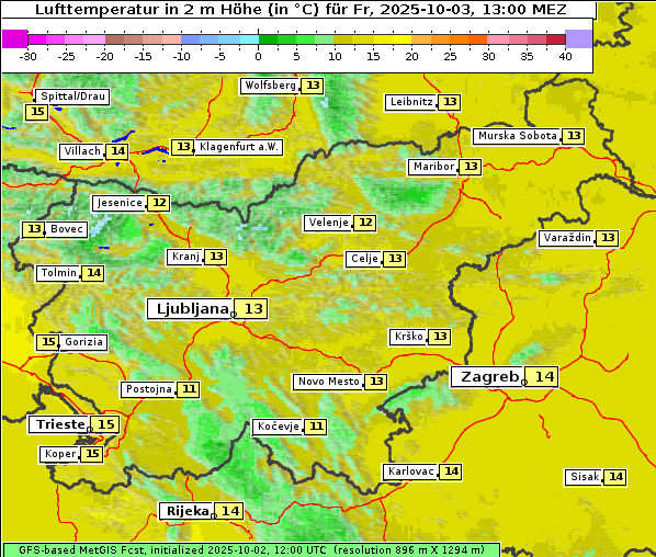 Temperatur, 3. 10. 2025