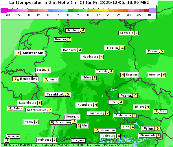 Temperatur, 5. 12. 2025