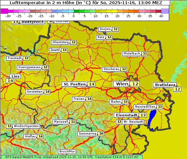 Temperatur, 16. 11. 2025
