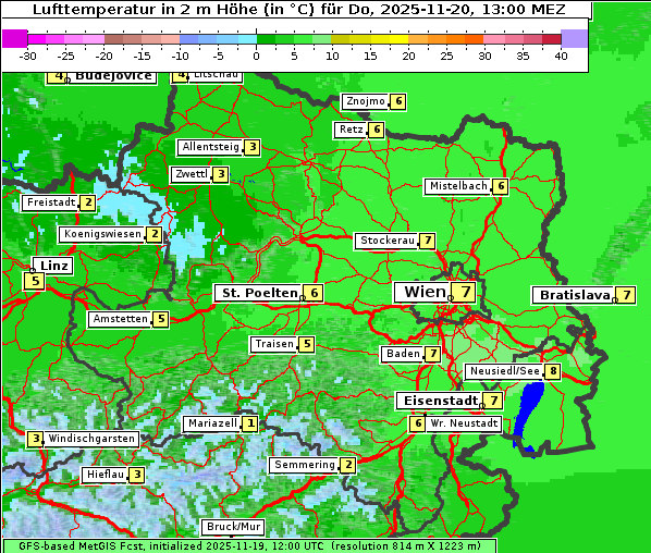 Temperatur, 20. 11. 2025
