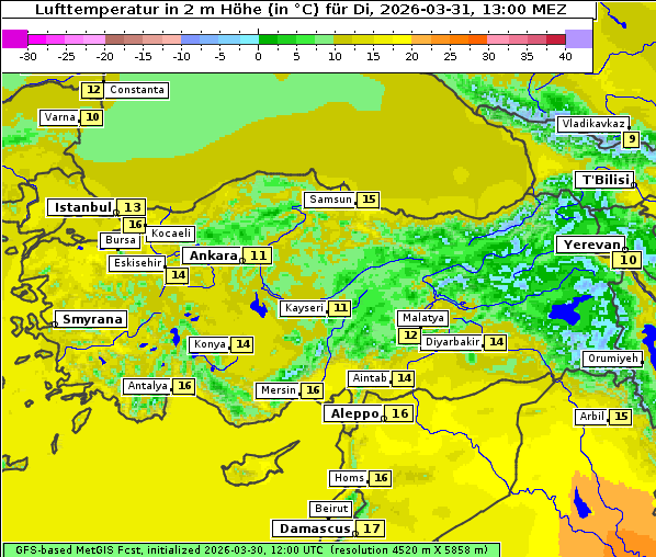 Temperatur, 31. 3. 2026