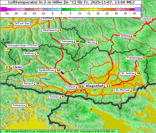 Temperatur, 7. 11. 2025