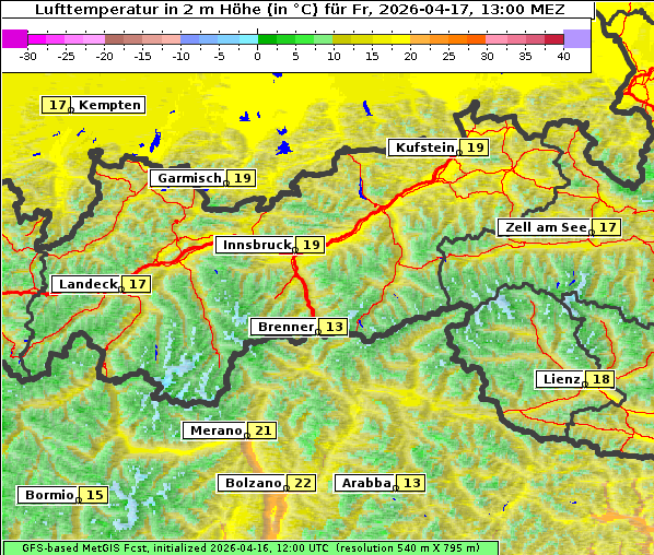 Temperatur, 17. 4. 2026