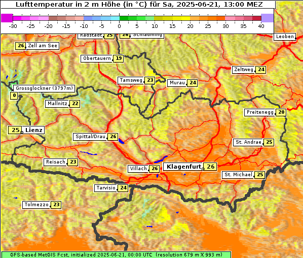 Temperatur, 21. 6. 2025