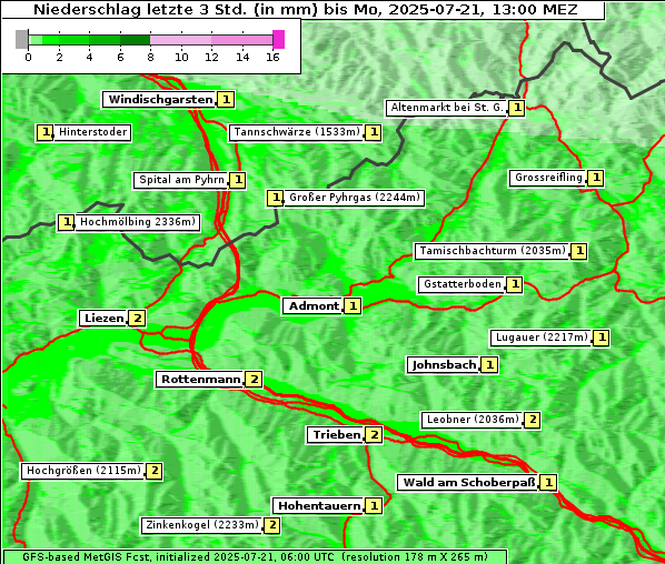 Niederschlag, 21. 7. 2025