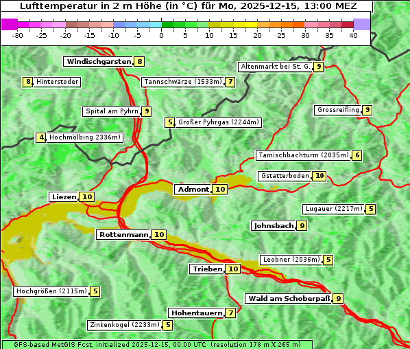 Temperatur, 15. 12. 2025