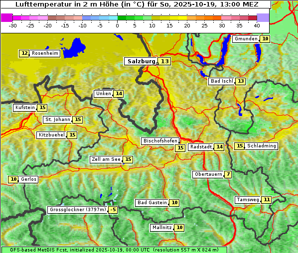 Temperatur, 19. 10. 2025
