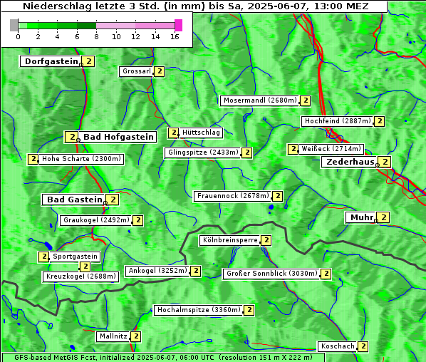 Niederschlag, 7. 6. 2025