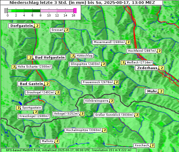 Niederschlag, 17. 8. 2025