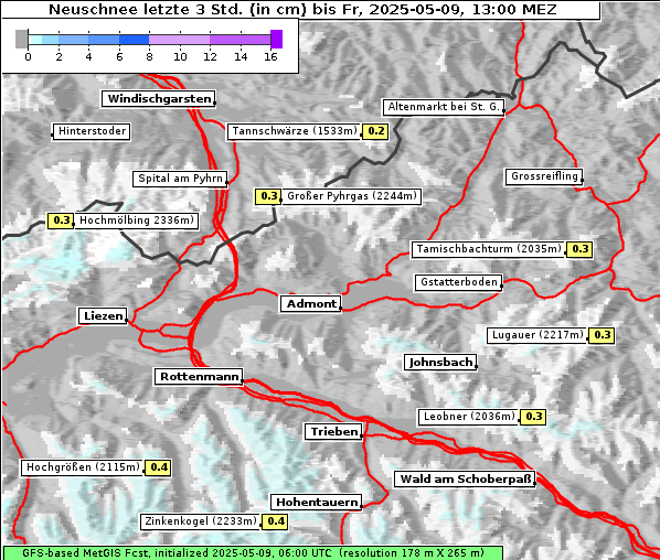 Neuschnee, 9. 5. 2025