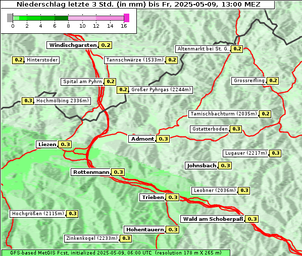 Niederschlag, 9. 5. 2025