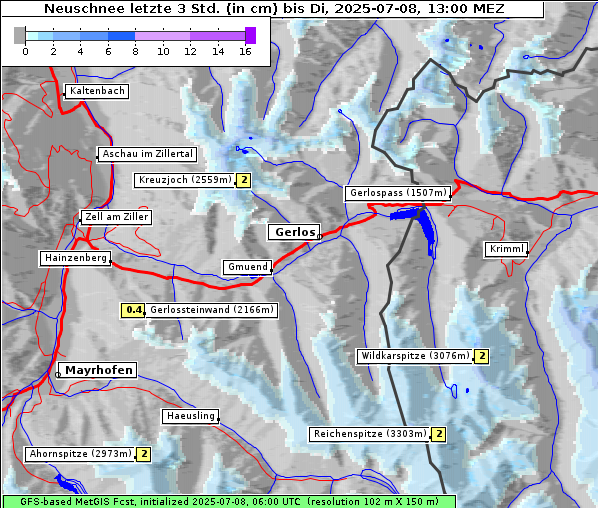 Neuschnee, 8. 7. 2025