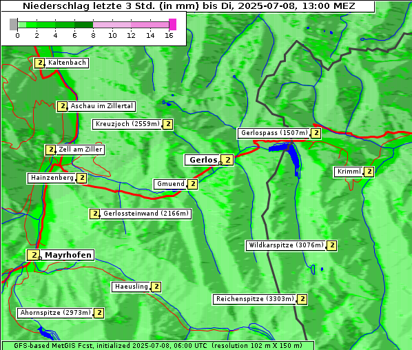 Niederschlag, 8. 7. 2025
