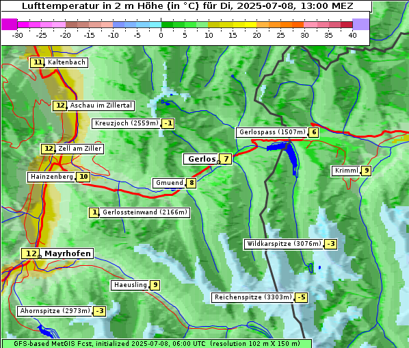 Temperatur, 8. 7. 2025