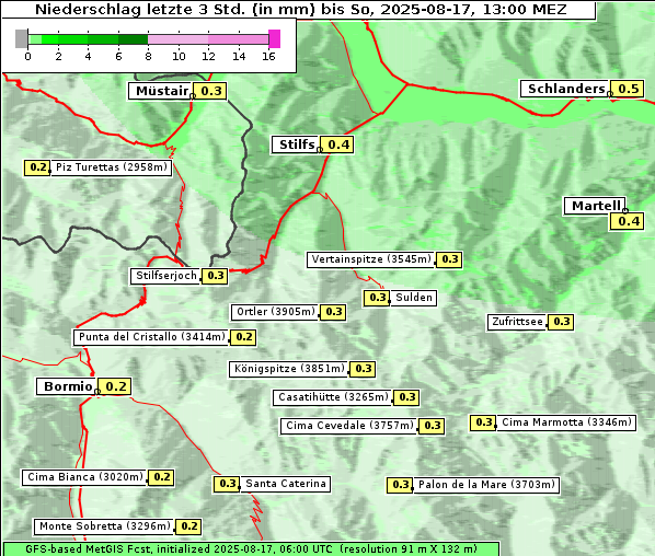 Niederschlag, 17. 8. 2025