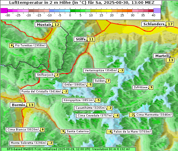 Temperatur, 30. 8. 2025