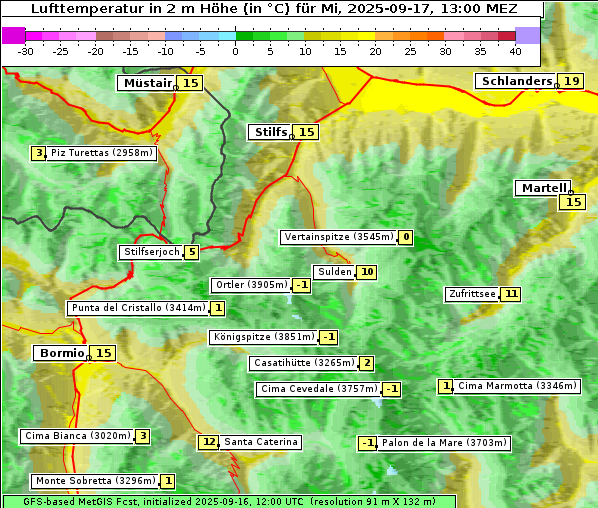Temperatur, 17. 9. 2025