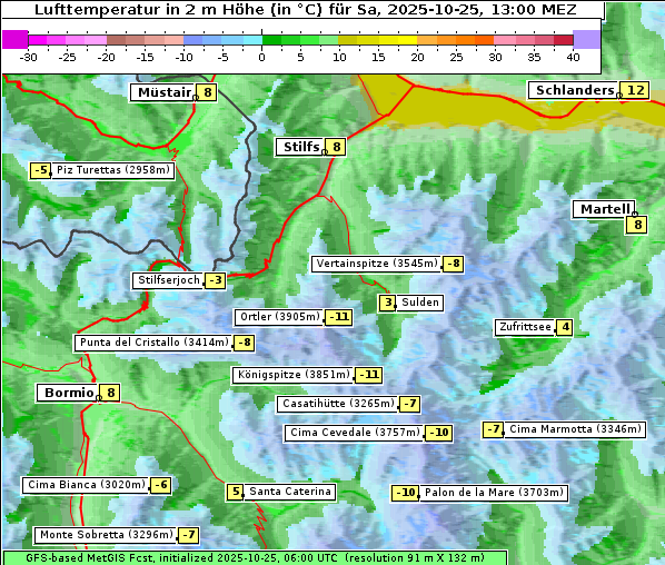 Temperatur, 25. 10. 2025