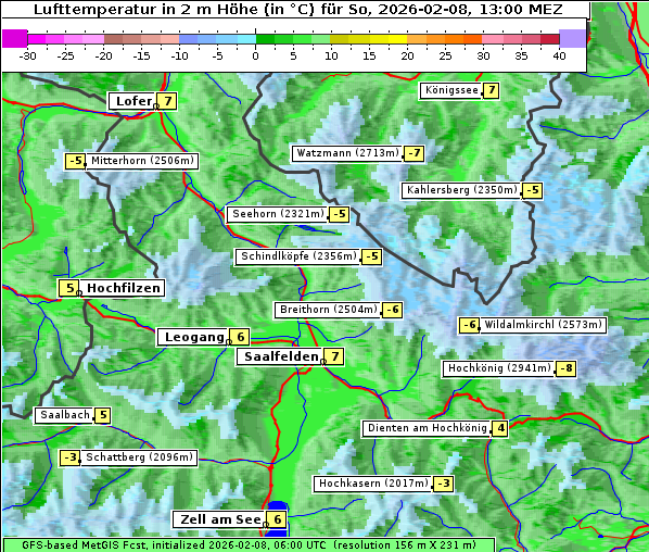 Temperatur, 8. 2. 2026