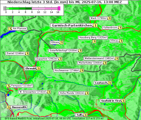Niederschlag, 16. 7. 2025