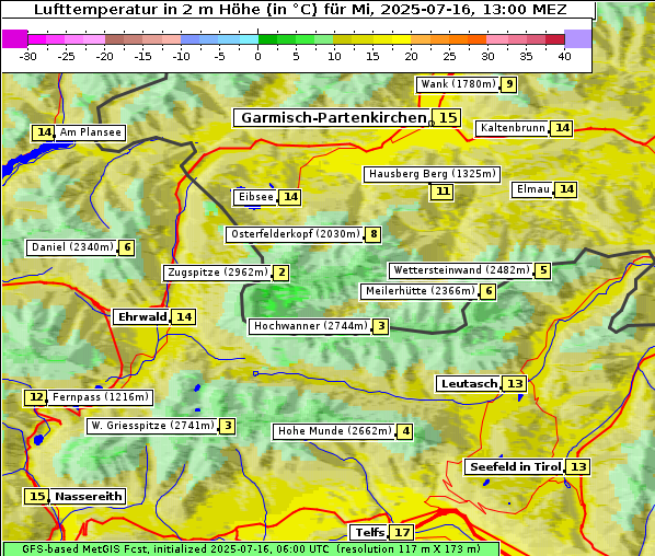 Temperatur, 16. 7. 2025