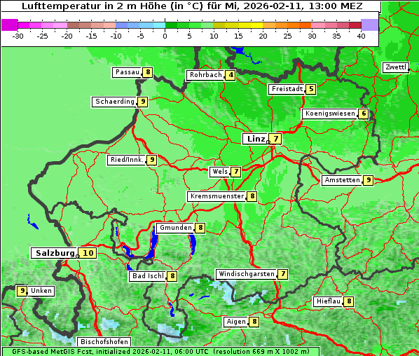 Temperatur, 11. 2. 2026