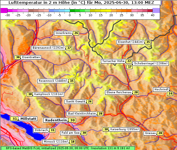 Temperatur, 30. 6. 2025