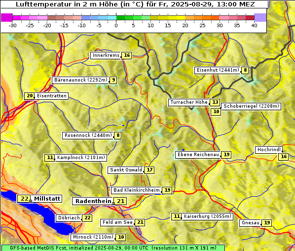 Temperatur, 29. 8. 2025