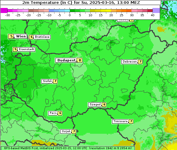 Temperatur, 16. 3. 2025