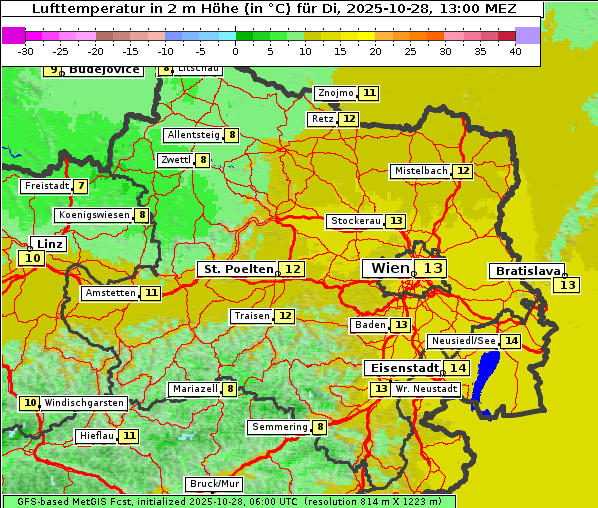 Temperatur, 28. 10. 2025