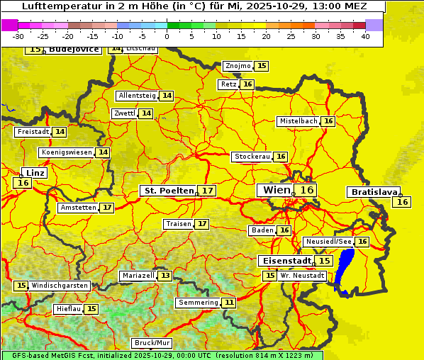 Temperatur, 29. 10. 2025