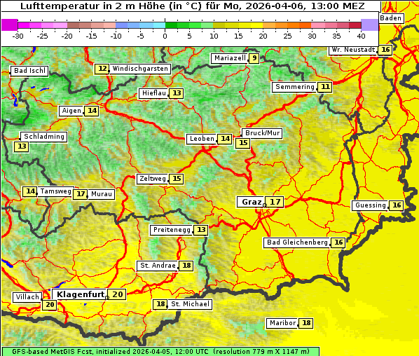 Temperatur, 6. 4. 2026