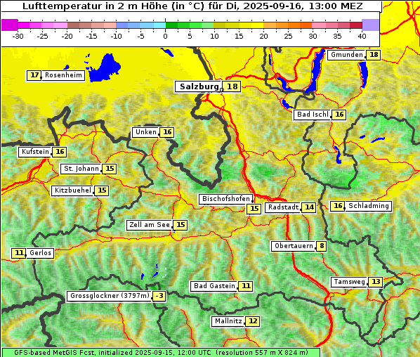 Temperatur, 16. 9. 2025