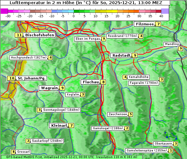 Temperatur, 21. 12. 2025