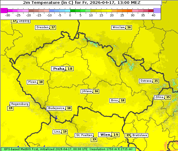 Temperatur, 17. 4. 2026