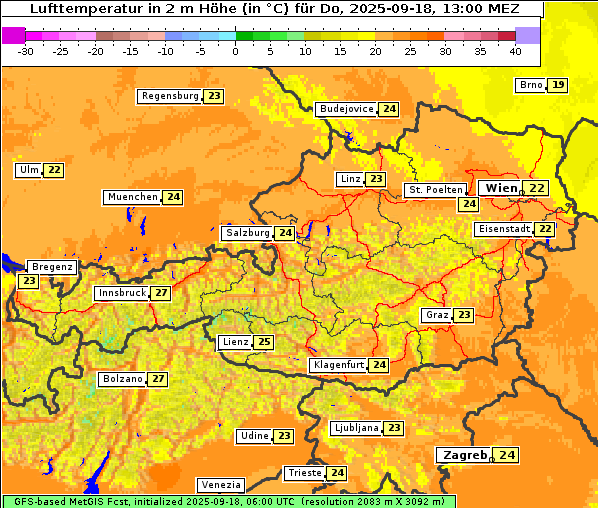 Temperatur, 18. 9. 2025