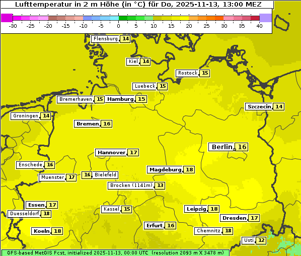Temperatur, 13. 11. 2025
